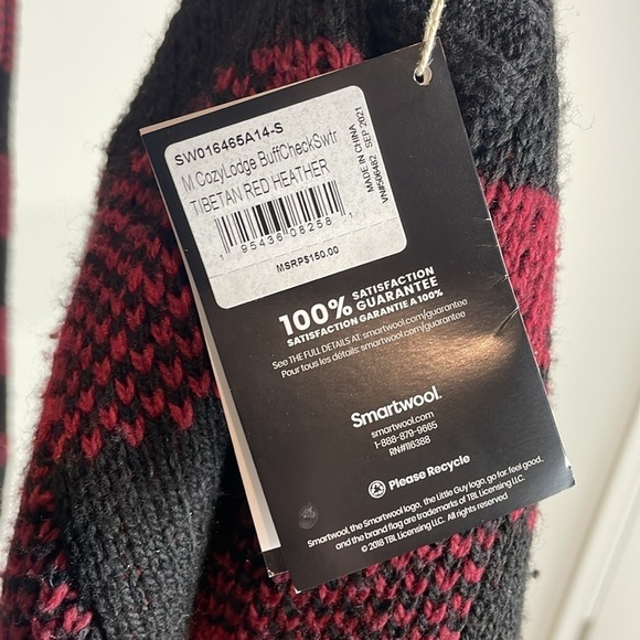 Smartwool | Men's Cozy Lodge Buffalo Check Sweater Wool Blend Size Small NWT - Picture 7 of 7